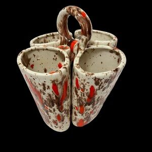 Vintage Ceramic Splatter Glaze Vase or Trinket Holder 1970’s 8” Tall